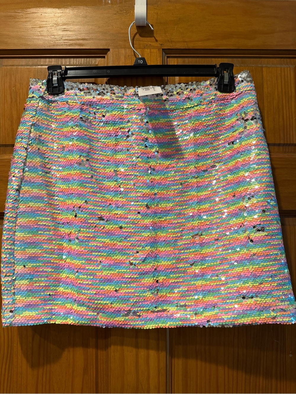 NWT! Sz L Jess Lea Sequin Rainbow Mini Skirt - Multicolor